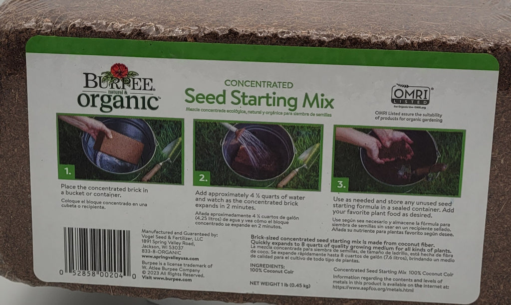 Burpee Organic Concentrated Seed Starting Mix (makes 8qt)