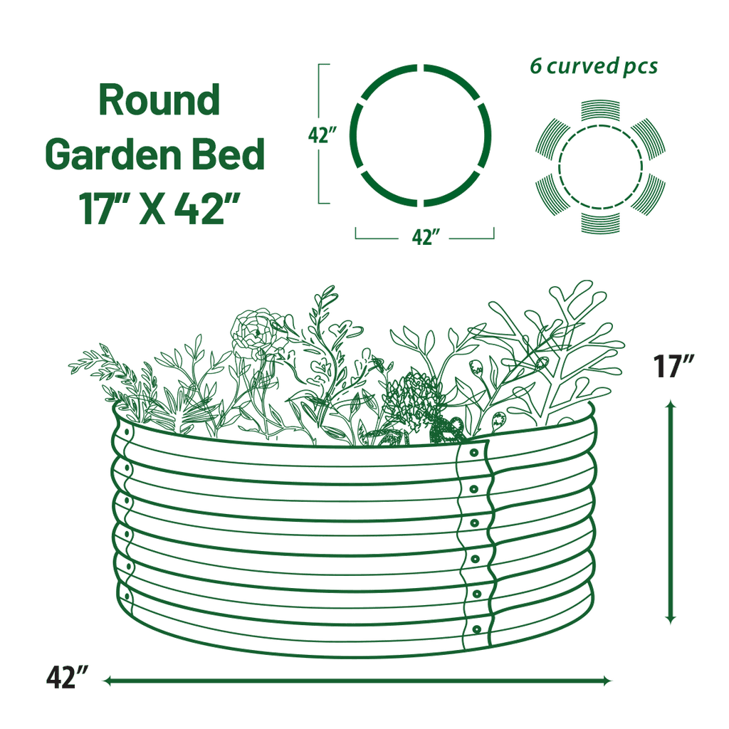 Olle Gardens 17" Tall x 42" Round Raised Garden Bed
