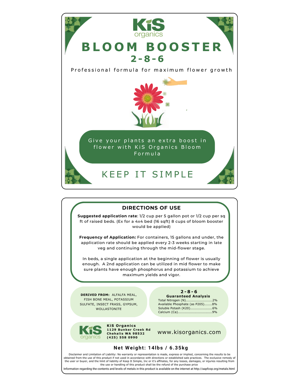 KiS Organics Bloom Booster 2-8-6
