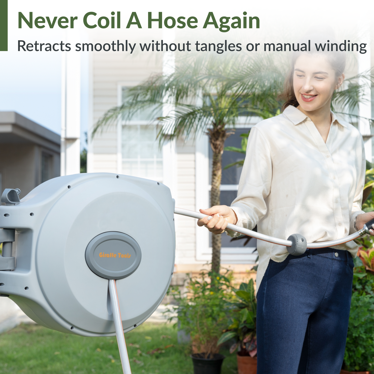 Retractable Garden Hose Reel-5/8 in-65ft