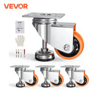 VEVOR 4pcs Leveling Casters 3 in Diameter 360 Degree Swivel Caster Wheels Adjustable with Feet for Workbench Machine Furniture