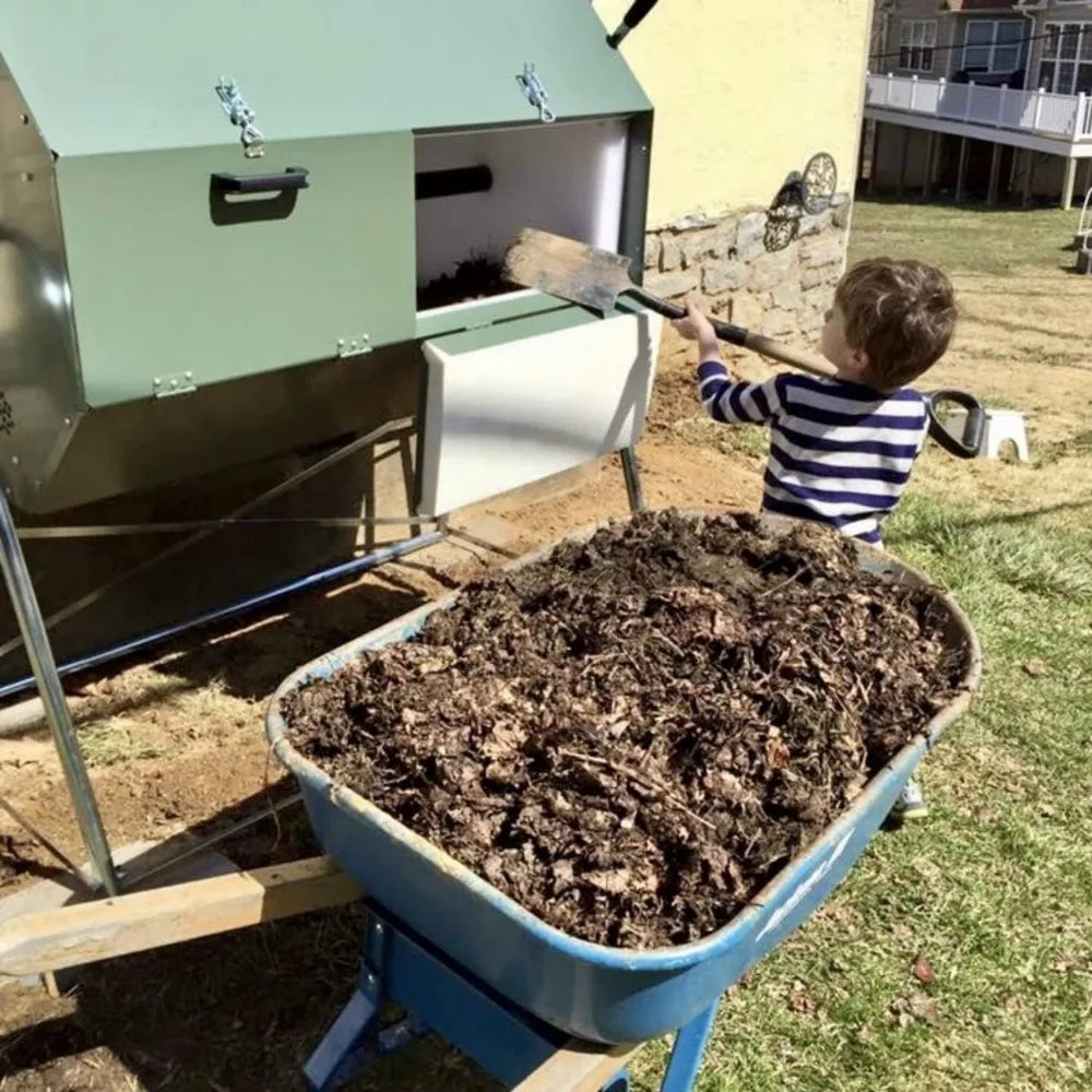 Jora Outdoor Compost Tumbler - Dual Chambers, Dual Doors & Galvanized Steel Construction - 33 Gallon Capacity - Rotating, Heat G