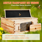 VEVOR Bee Hive Deep Box Starter Kit 100% Beeswax Coated Natural Cedar Wood Langstroth Beehive Kit Transparent Acrylic