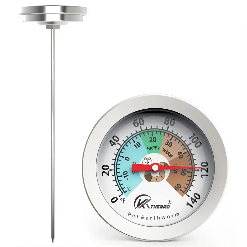 Compost Soil Tester Meter 20cm Measuring Probe Stainless Steel Thermometer Temperature Monitor for Garden Lawn Plant Pot Tools