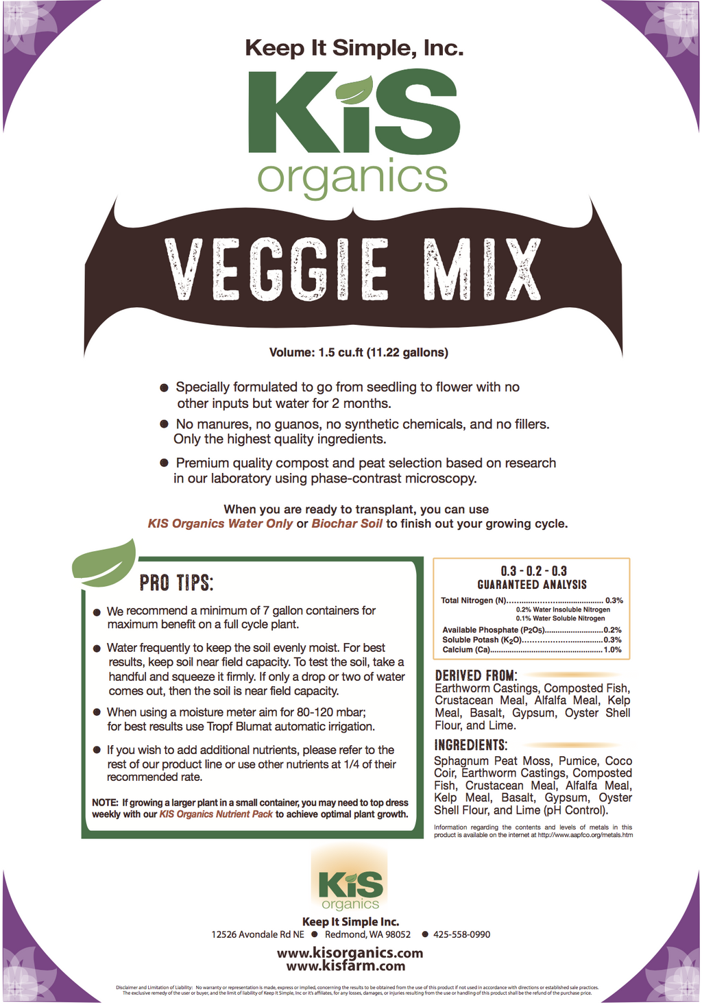 KIS Organics Veggie Soil Mix