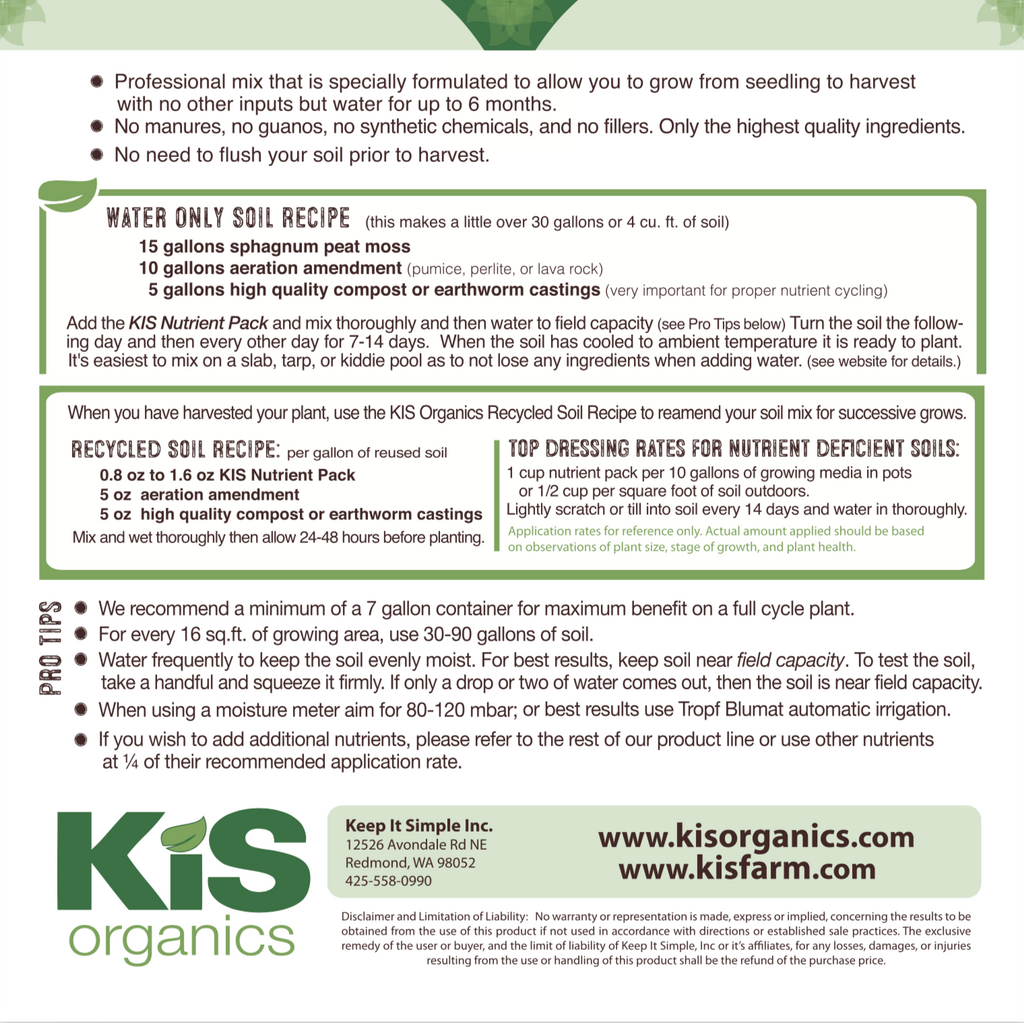 KiS Organics Nutrient Pack