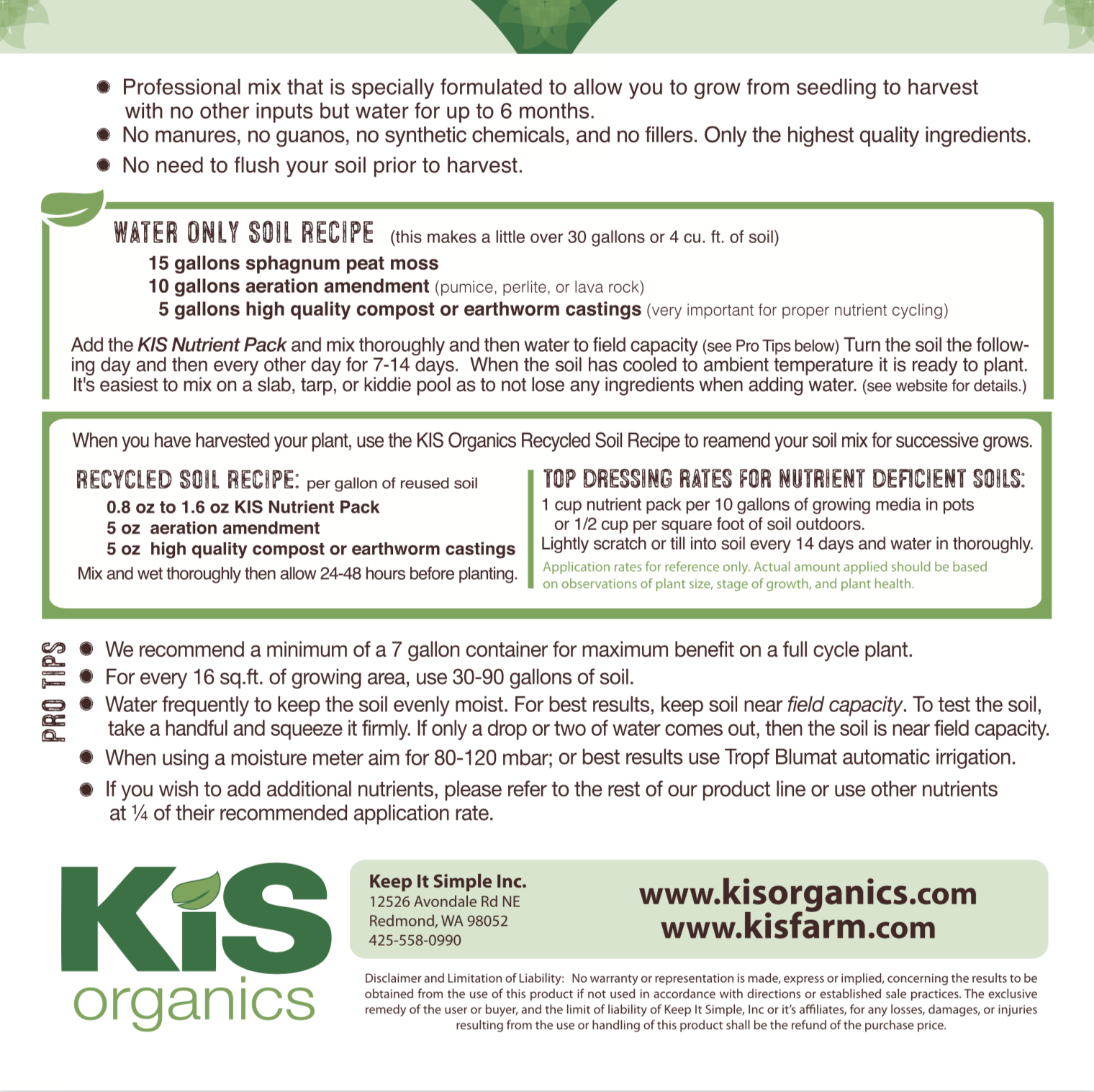 KiS Organics Nutrient Pack