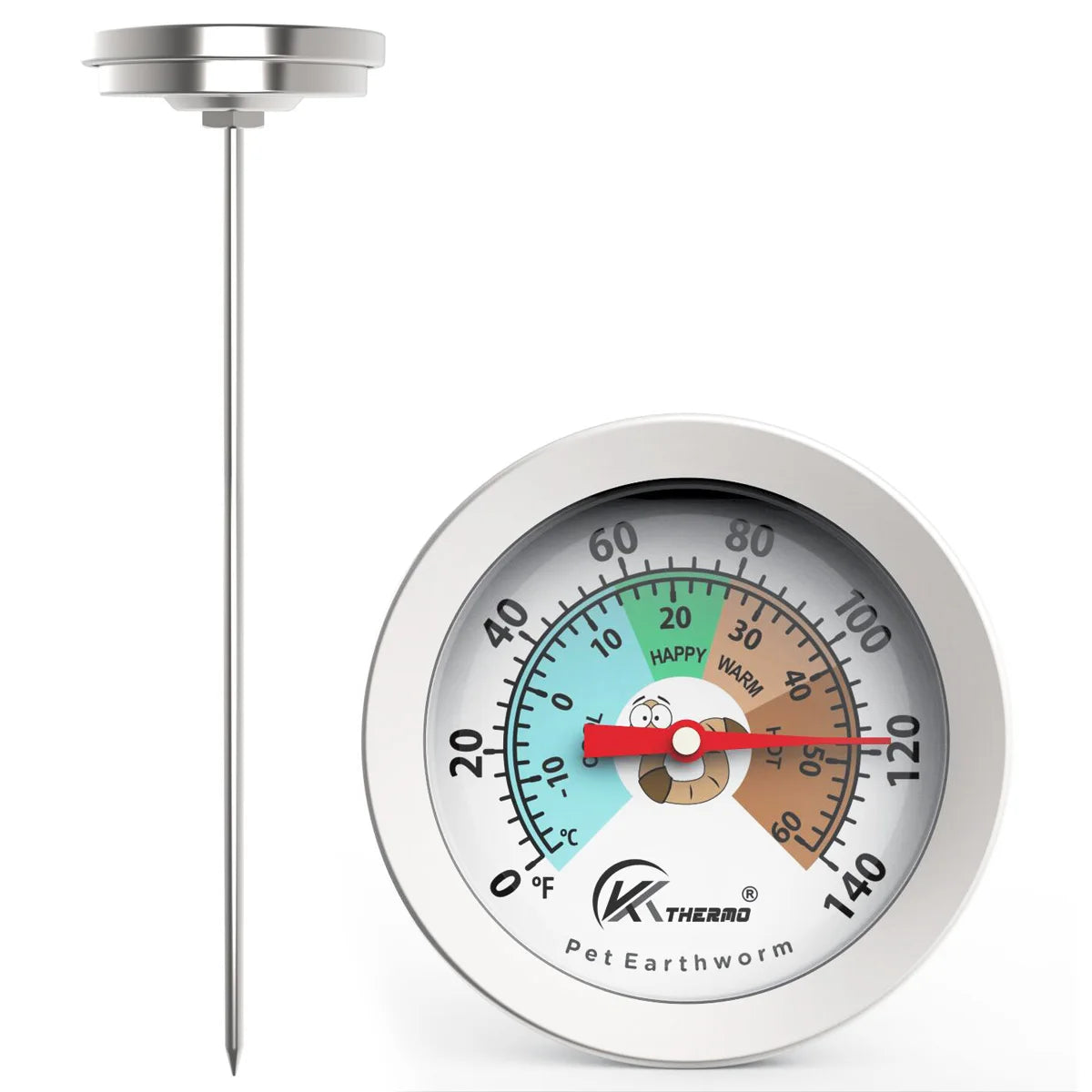 Compost Soil Tester Meter 20cm Measuring Probe Stainless Steel Thermometer Temperature Monitor for Garden Lawn Plant Pot Tools