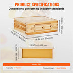 VEVOR Bee Hive Deep Box Starter Kit 100% Beeswax Coated Natural Cedar Wood Langstroth Beehive Kit Transparent Acrylic