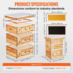 VEVOR Bee Hive Deep Box Starter Kit 100% Beeswax Coated Natural Cedar Wood Langstroth Beehive Kit Transparent Acrylic